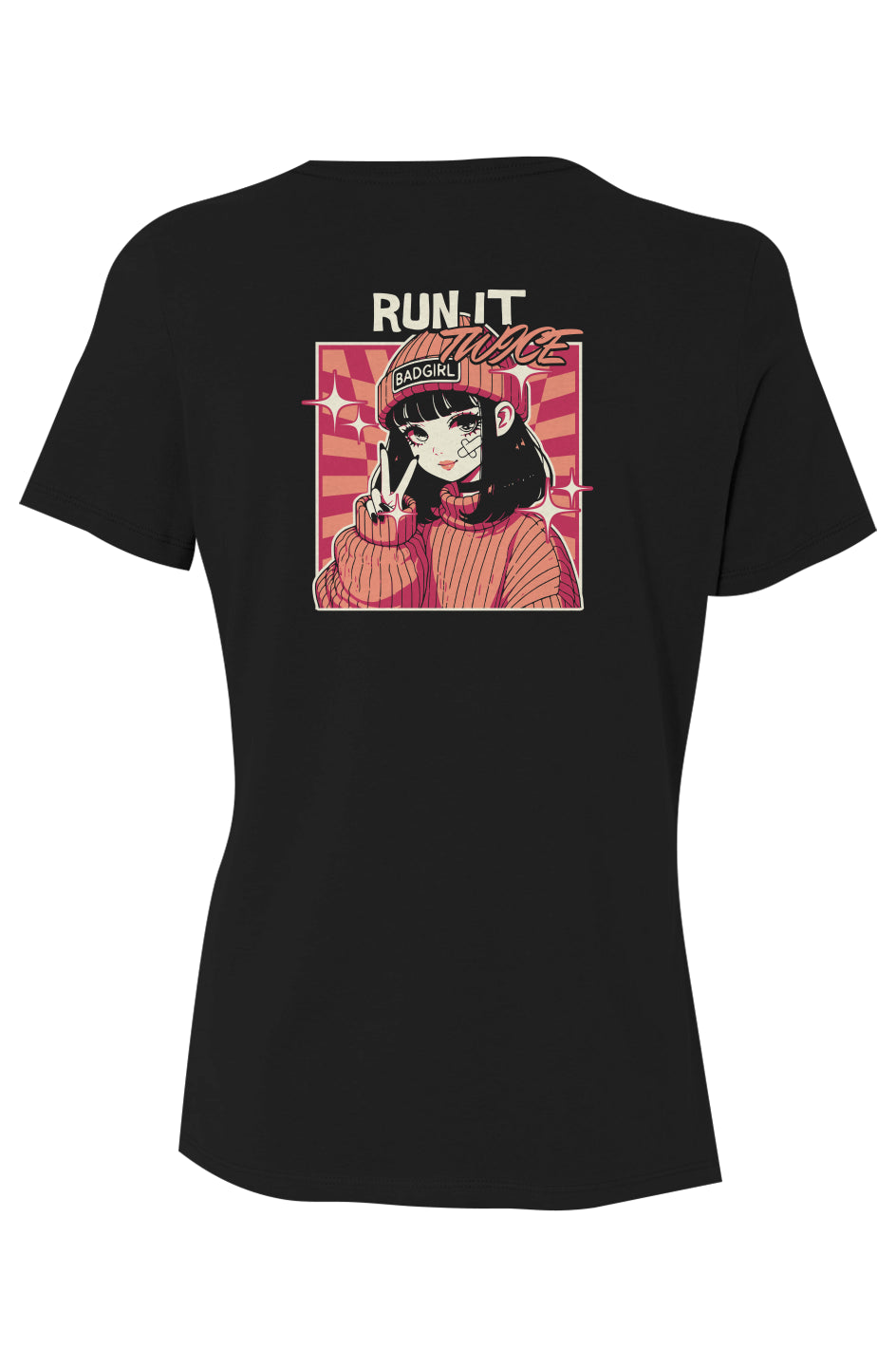 Run It Twice Women’s Black Graphic Tee Shirt