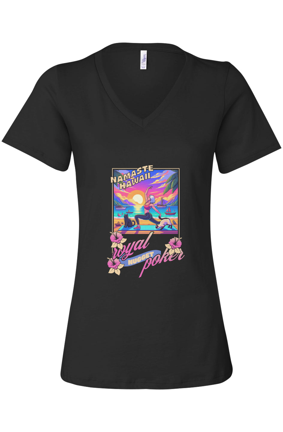 Namaste Hawaii Custom Women's V-Neck Tee - Black