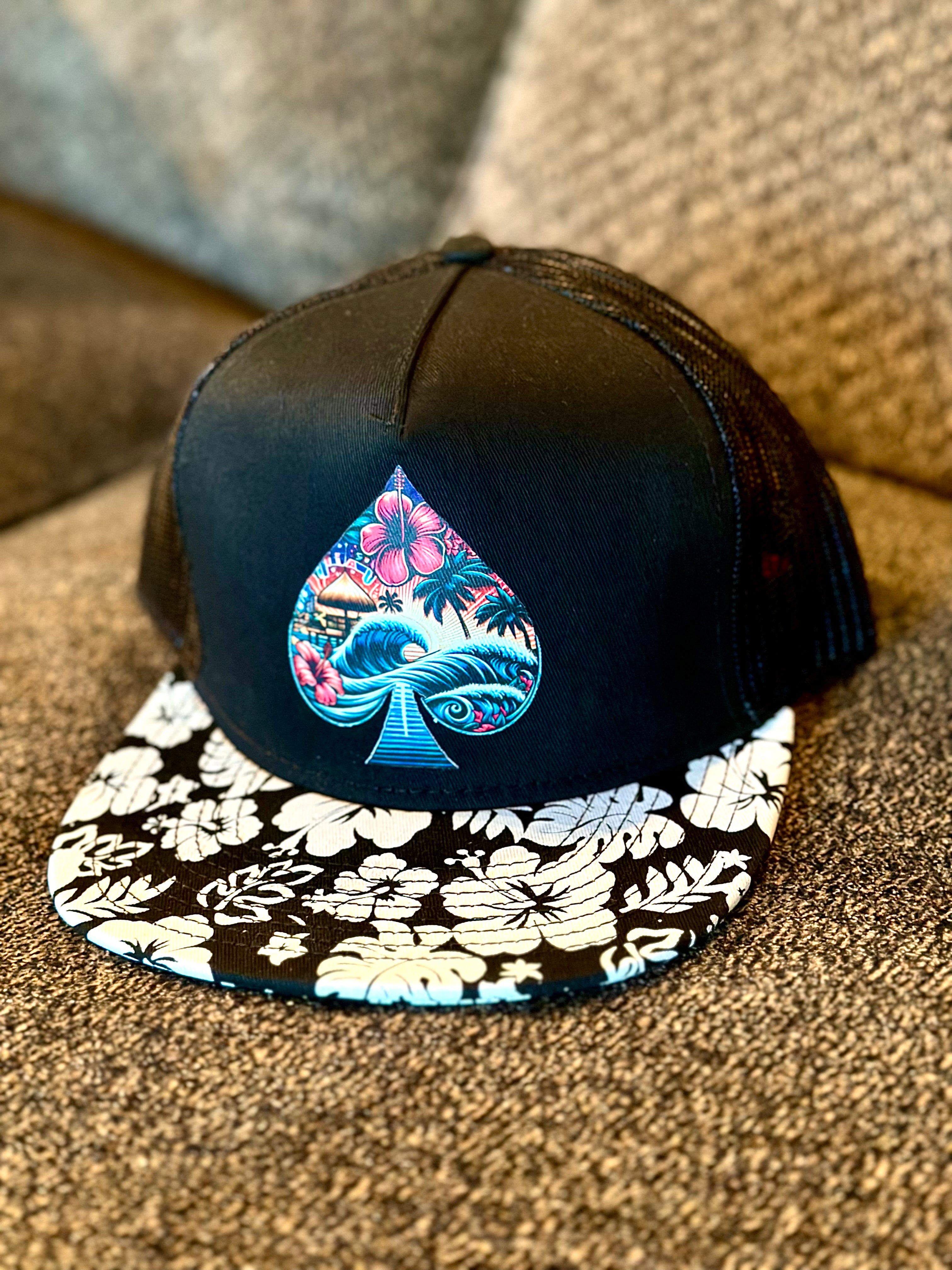 Royal Maui Monty Floral Trucker Hat - Black