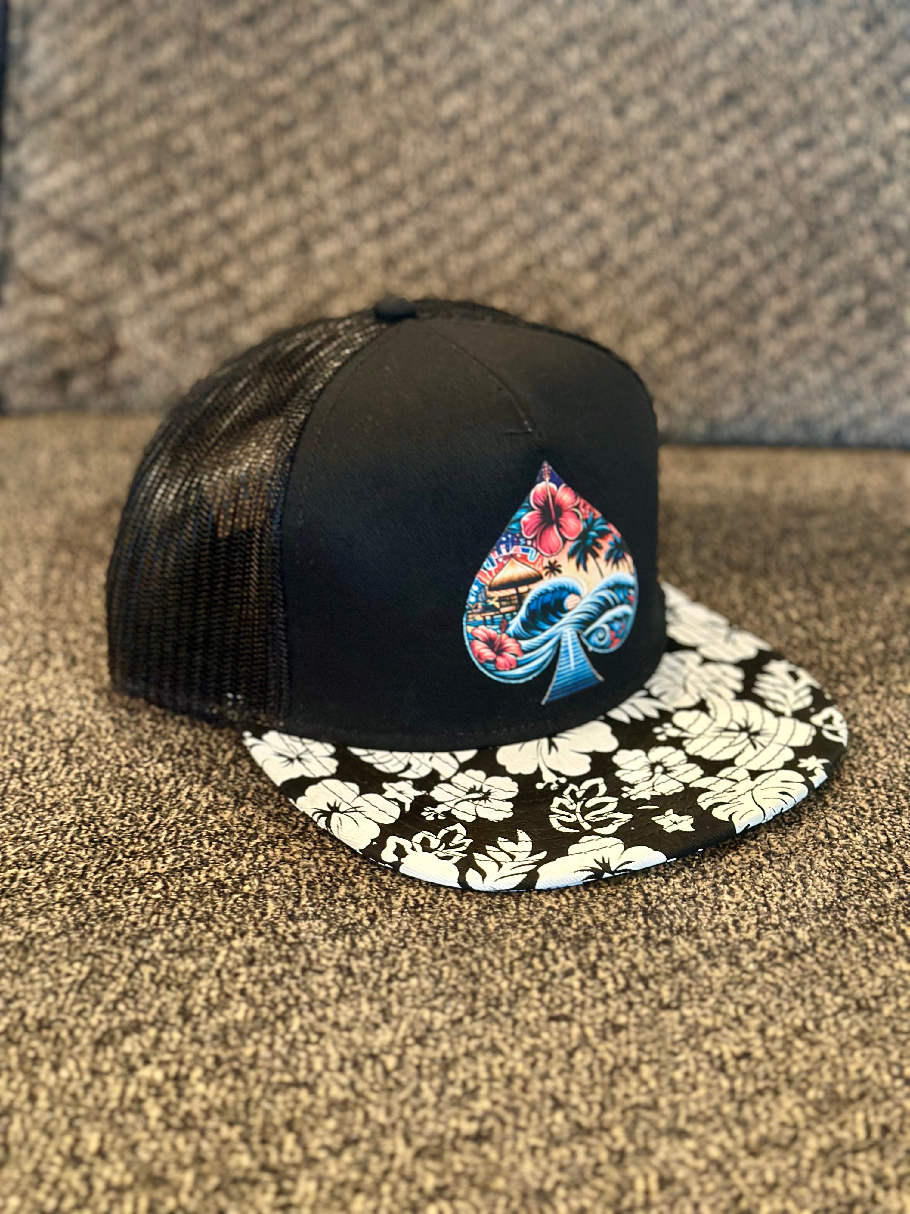 Royal Maui Monty Floral Trucker Hat - Black