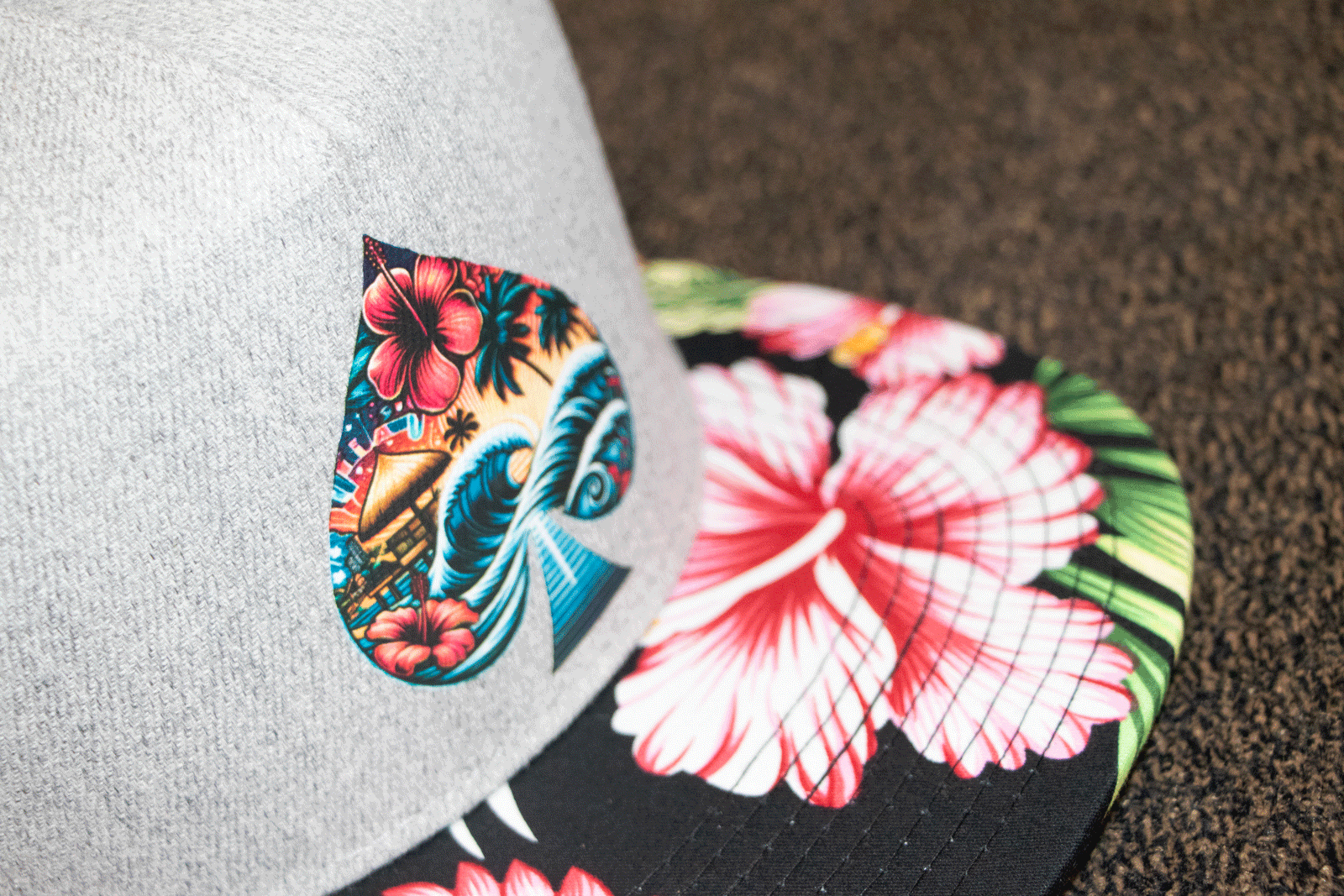 Royal Maui Monty Colorful Floral Trucker Hat - Gray