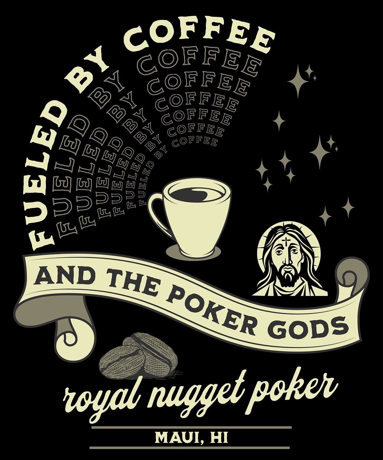 Fueled By Coffee & The Poker Gods Tee - Black