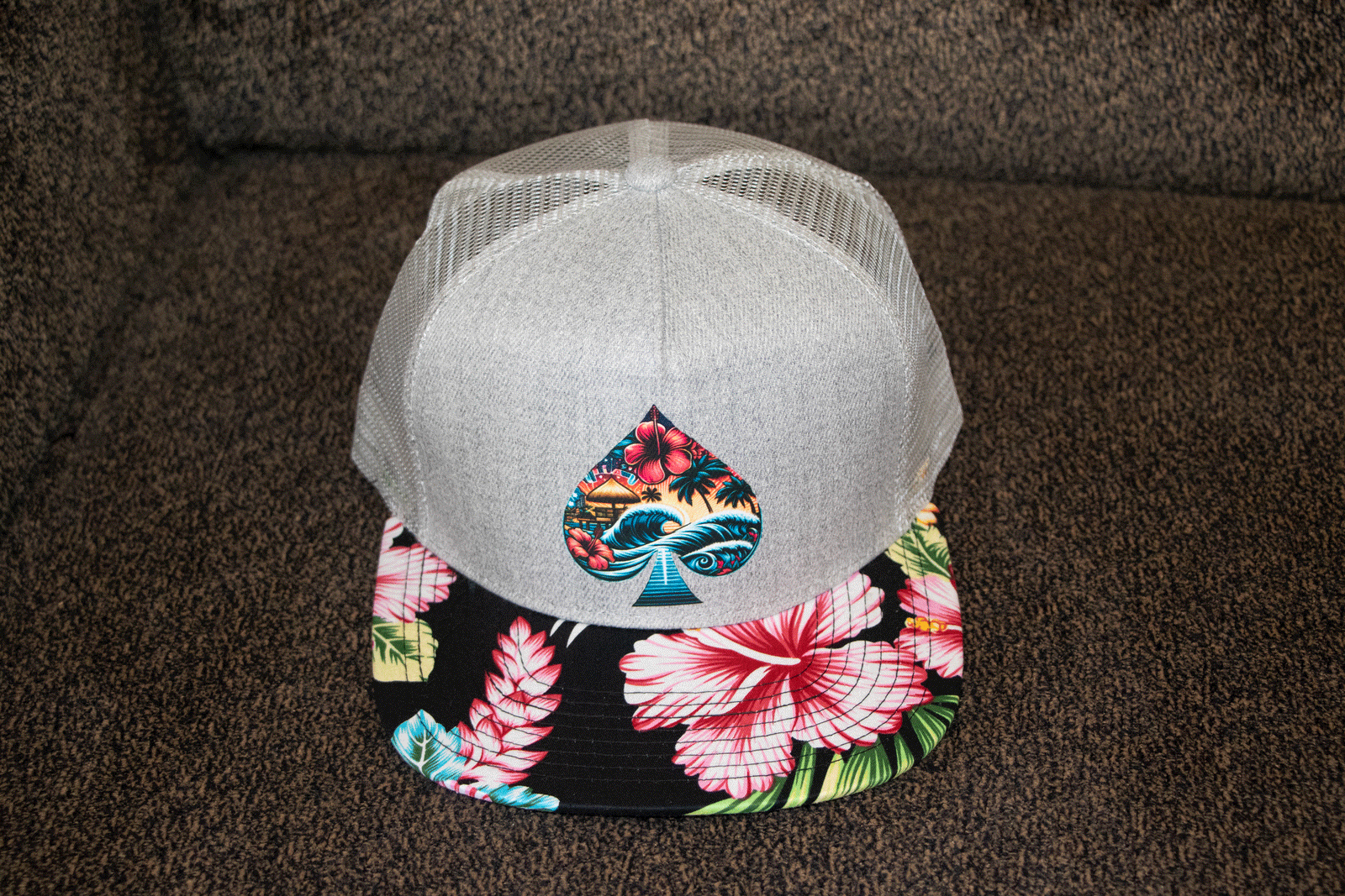 Royal Maui Monty Colorful Floral Trucker Hat - Gray